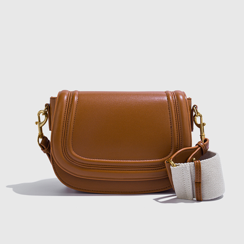 Luxury Bags Vegan - Minimalist Dikişli Eyer Çapraz Askılı Çanta