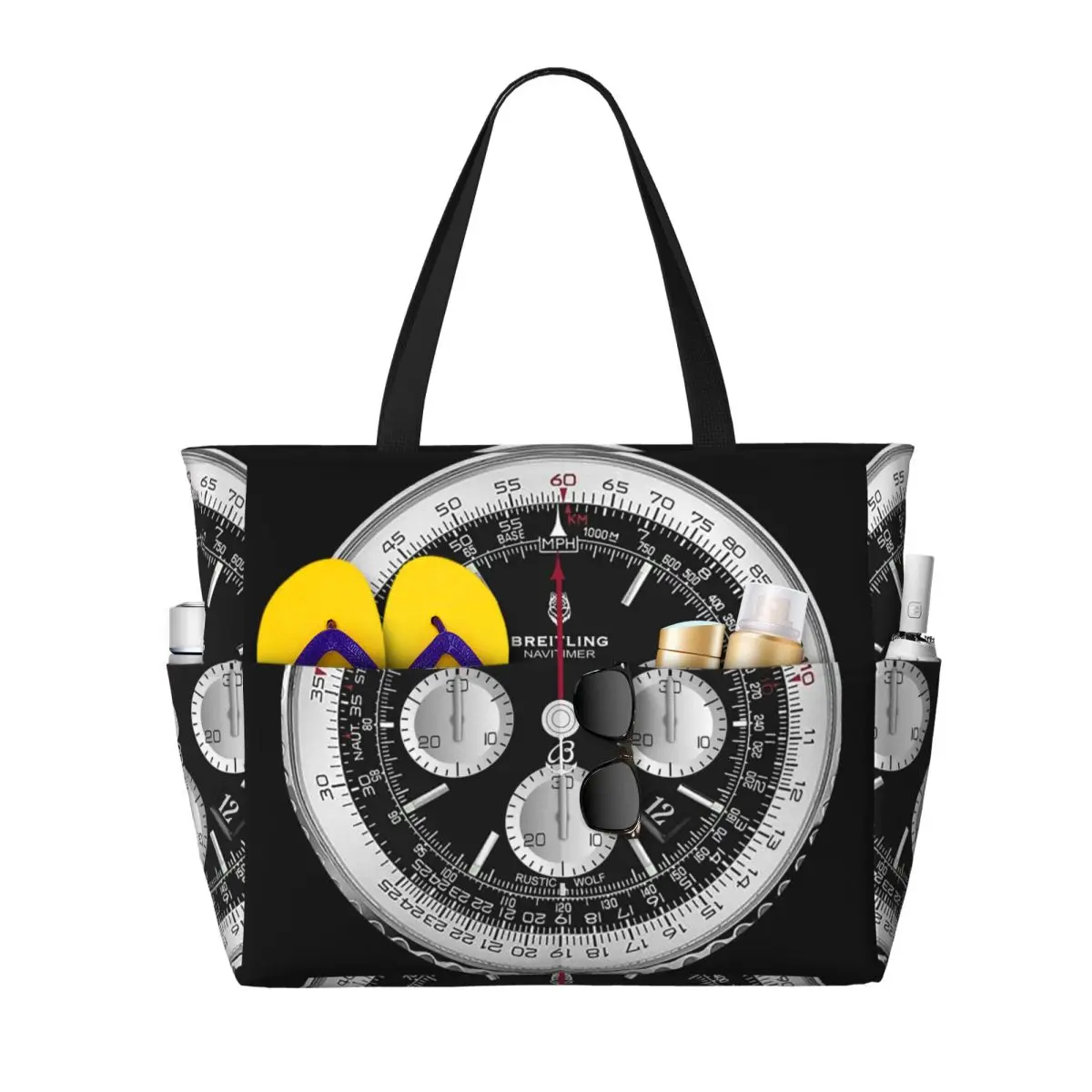 Luxury Yoga Bags - Siyah Lüks Saat Yüzü Plaj Çantası
