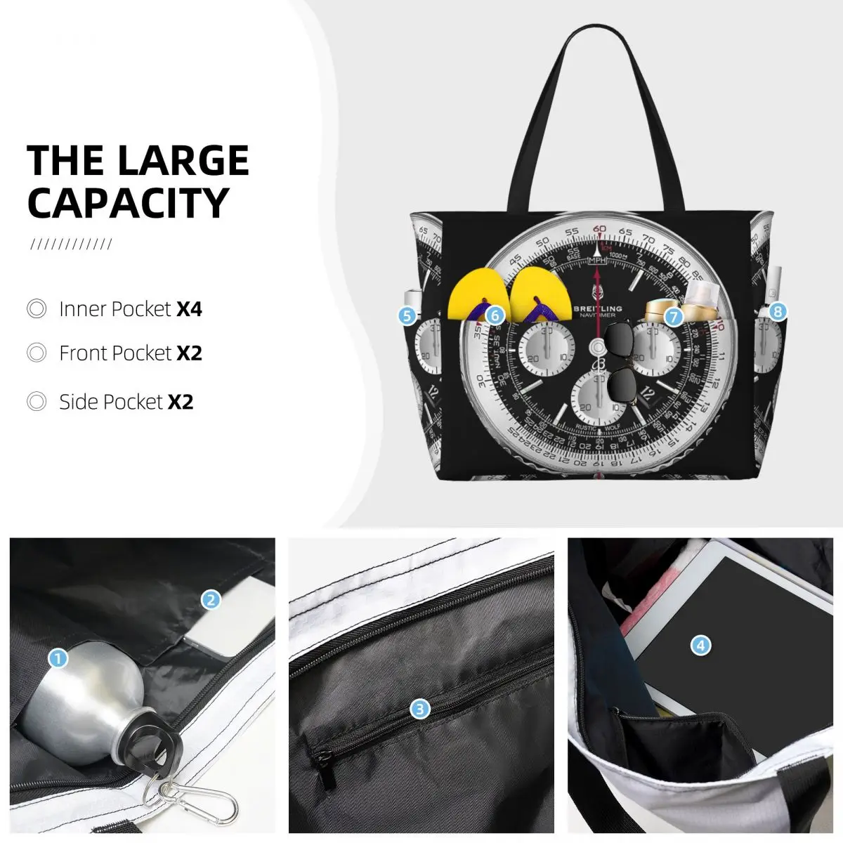 Siyah Lüks Saat Yüzü Plaj Çant - Luxury Yoga Bags incelemesi ve fiyatı